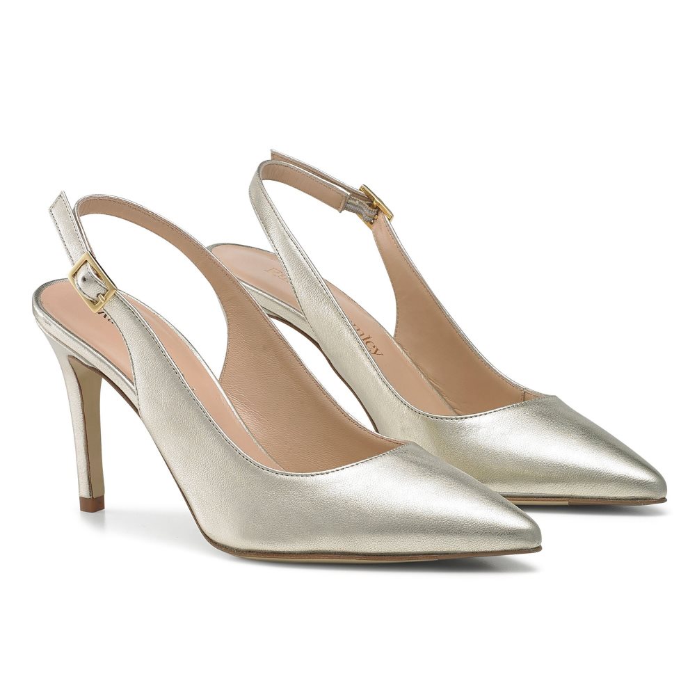 Gold Russell And Bromley 85mm Slingback Women's Heels | CA-0871W