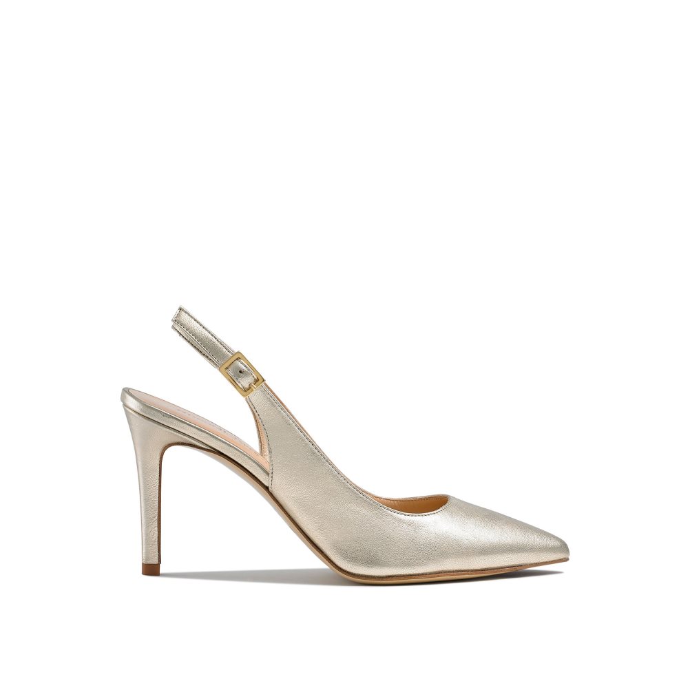 Gold Russell And Bromley 85mm Slingback Women\'s Heels | CA-0871W