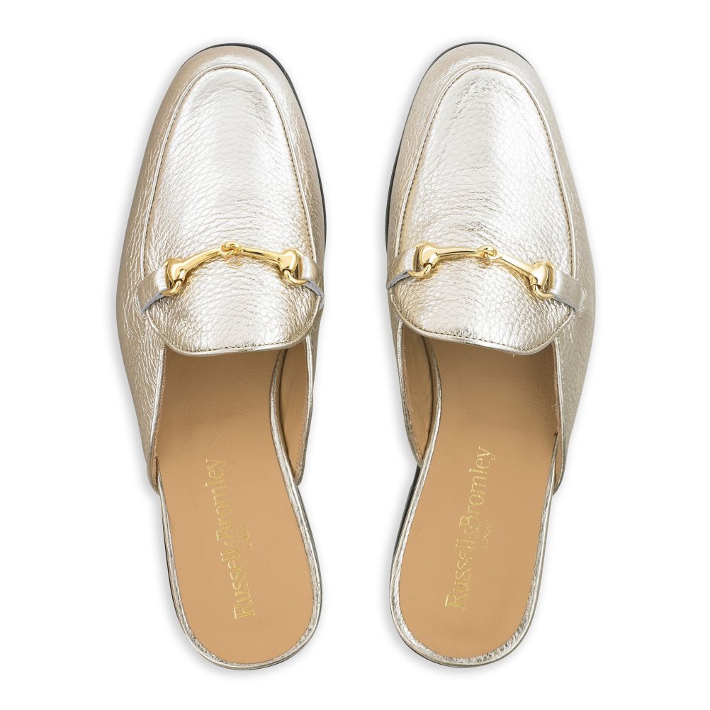 Gold Russell And Bromley Backless Women's Loafers | CA-9426R