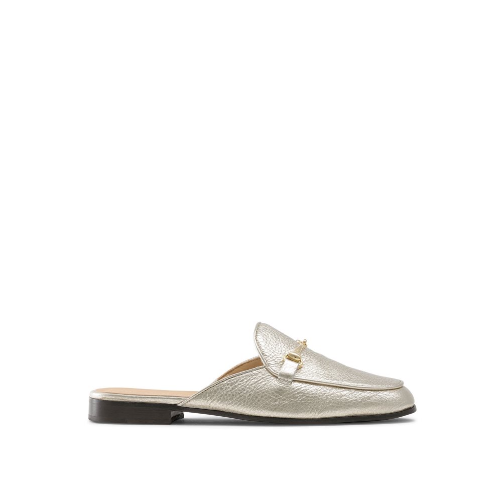 Gold Russell And Bromley Backless Women\'s Loafers | CA-9426R
