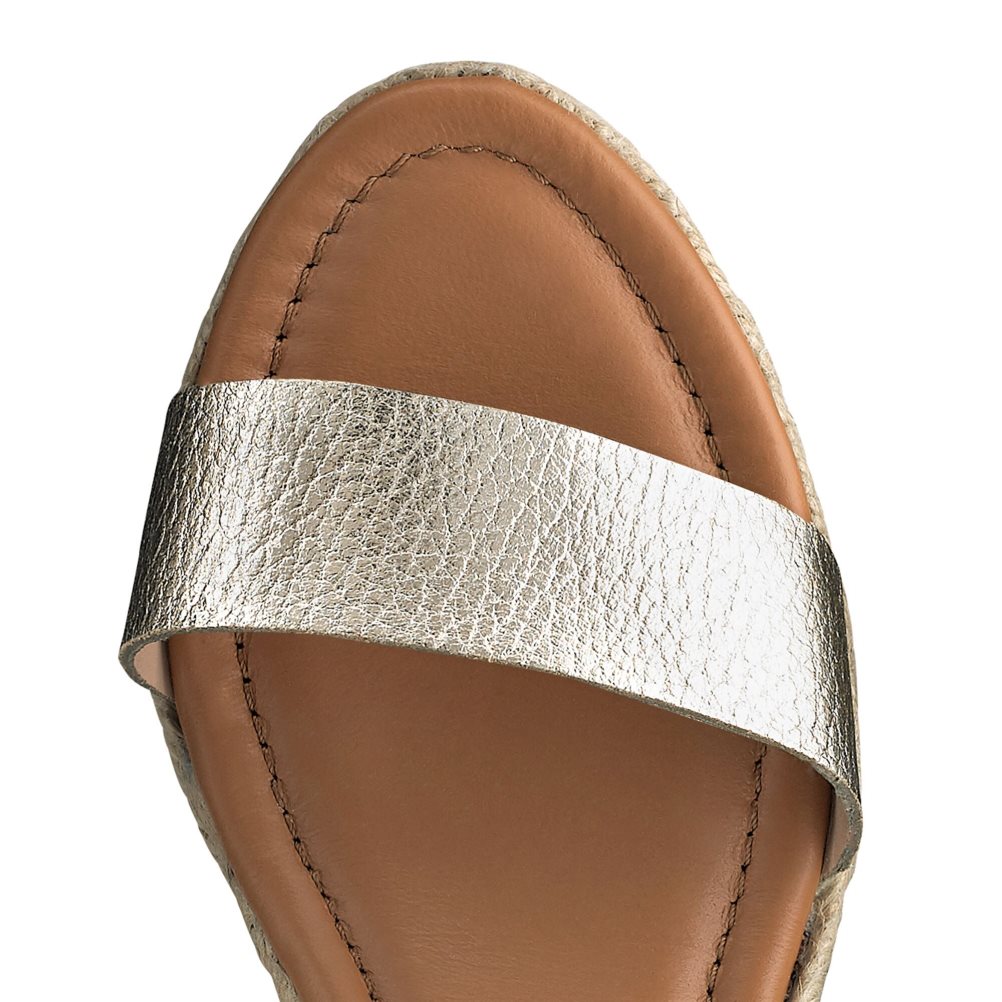 Gold Russell And Bromley Coin Spin Stud Espadrille Women's Wedges | CA-8061O