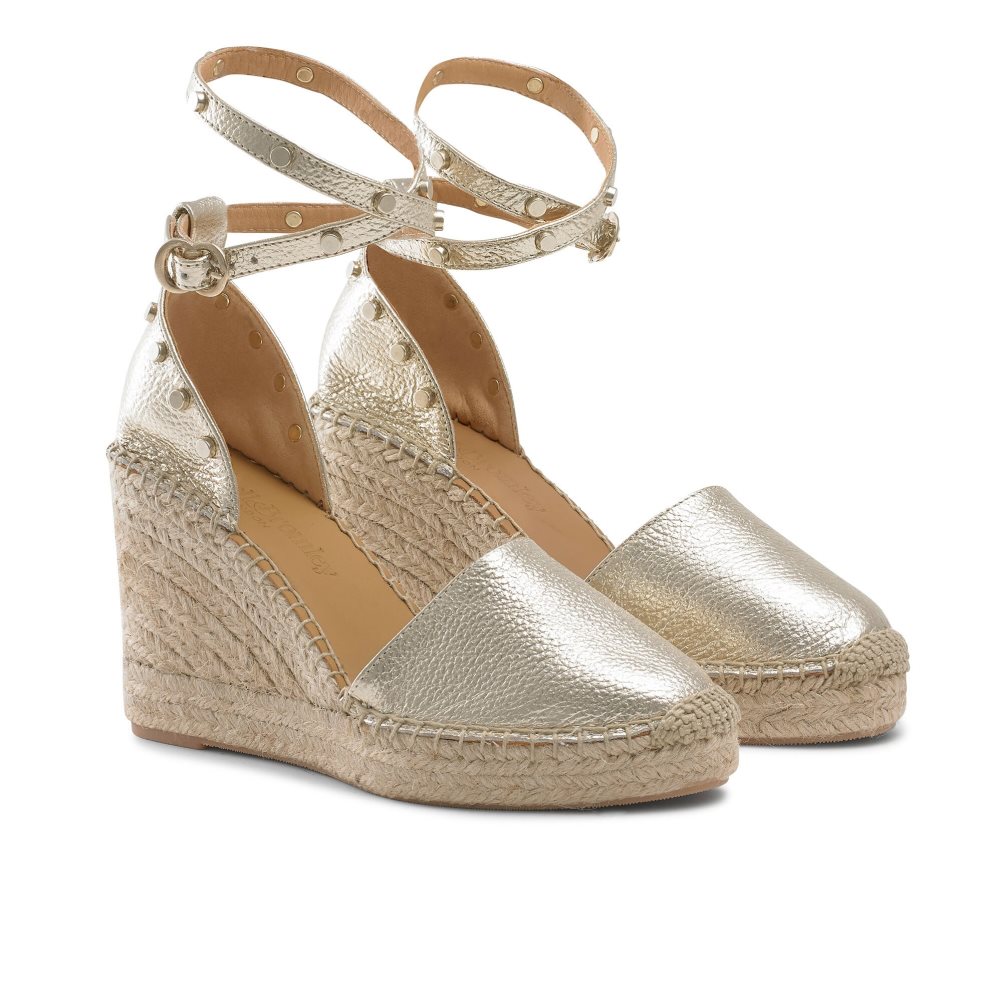 Gold Russell And Bromley Coinwraphi Espadrille Women's Wedges | CA-5719K