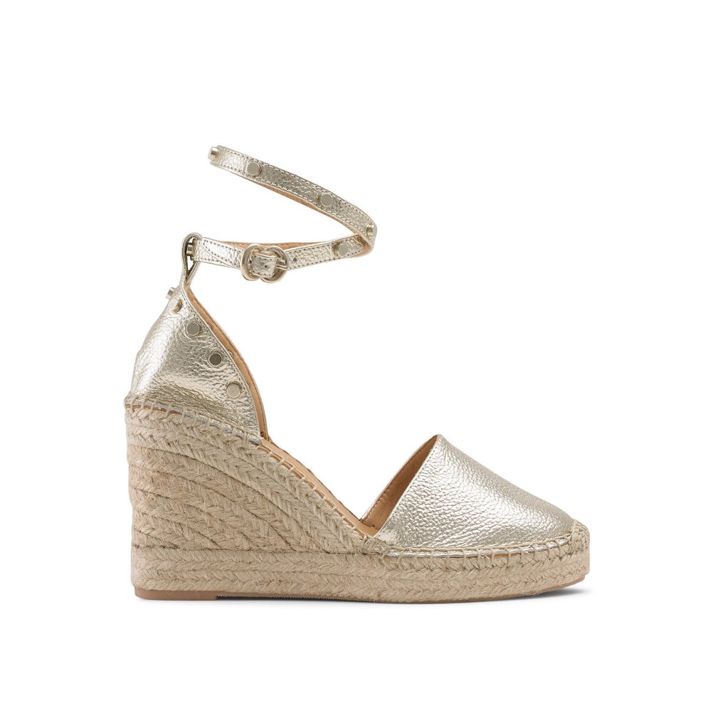 Gold Russell And Bromley Coinwraphi Espadrille Women\'s Wedges | CA-5719K