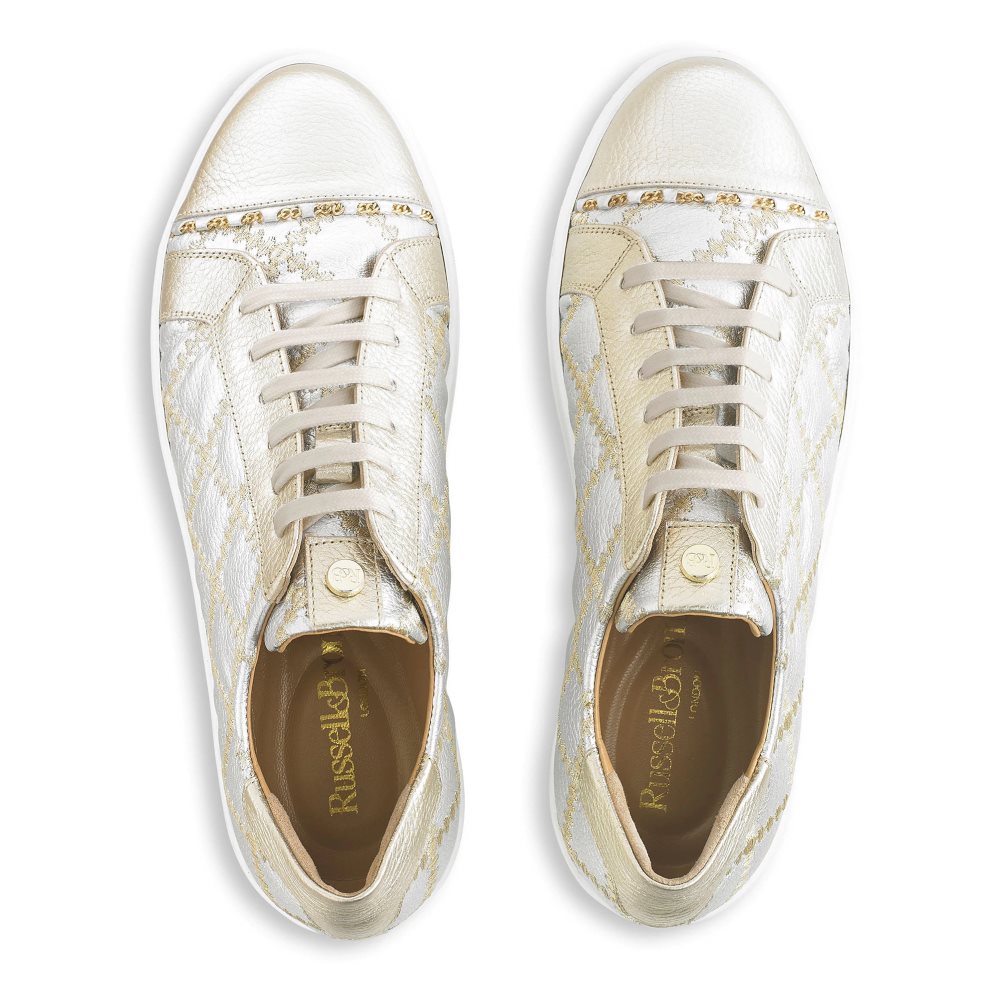 Gold Russell And Bromley Esplanade Lace Up Women's Platform Shoes | CA-7831V