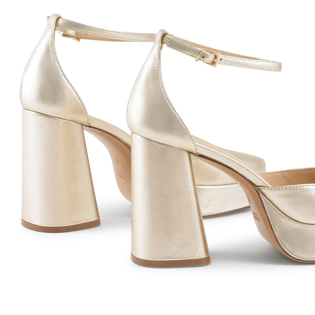 Gold Russell And Bromley Flawless Extreme Platform Women's Heels Sandals | CA-3429Z