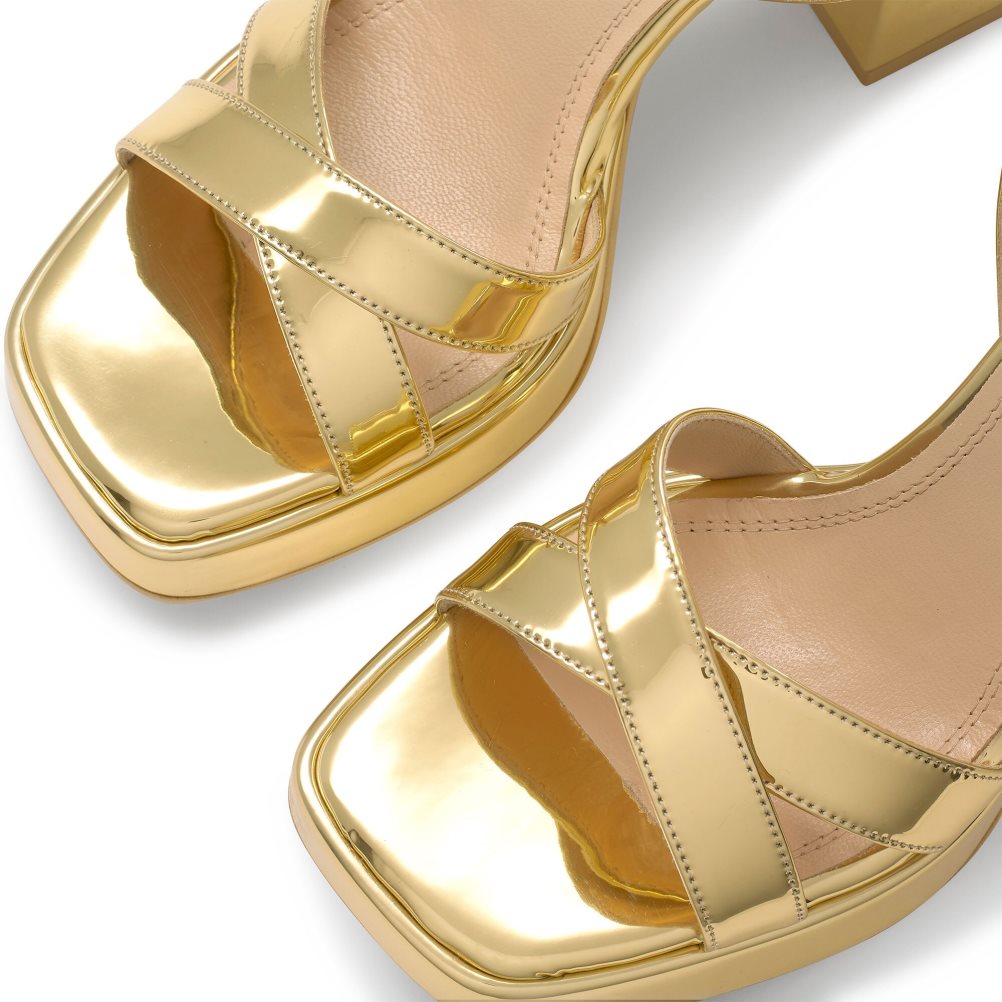 Gold Russell And Bromley Groovybaby Platform Women's Heels Sandals | CA-5612Z