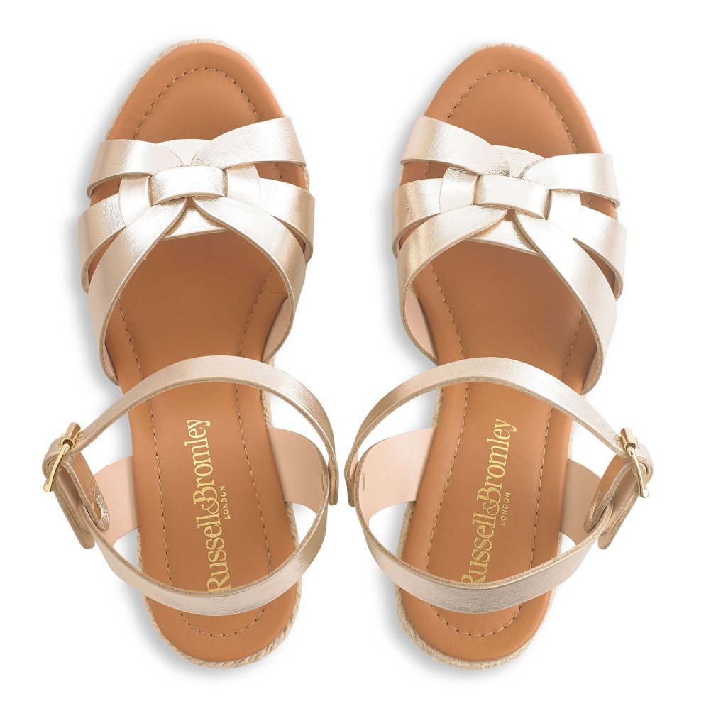 Gold Russell And Bromley Headspin Woven Espadrille Women's Wedges | CA-6417W