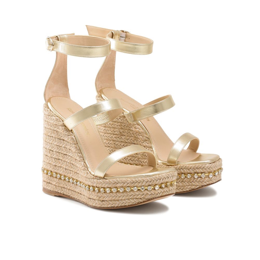 Gold Russell And Bromley Ibiza Espadrille Women's Wedges | CA-6251G