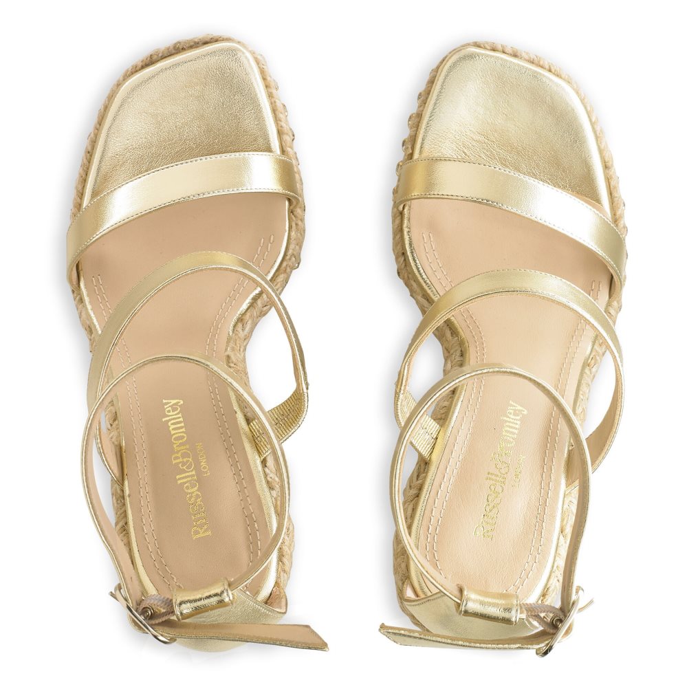 Gold Russell And Bromley Ibiza Espadrille Women's Wedges | CA-6251G