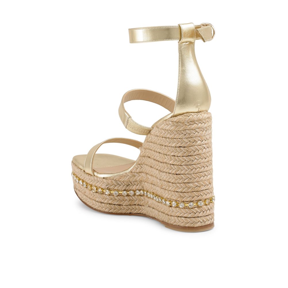 Gold Russell And Bromley Ibiza Espadrille Women's Wedges | CA-6251G