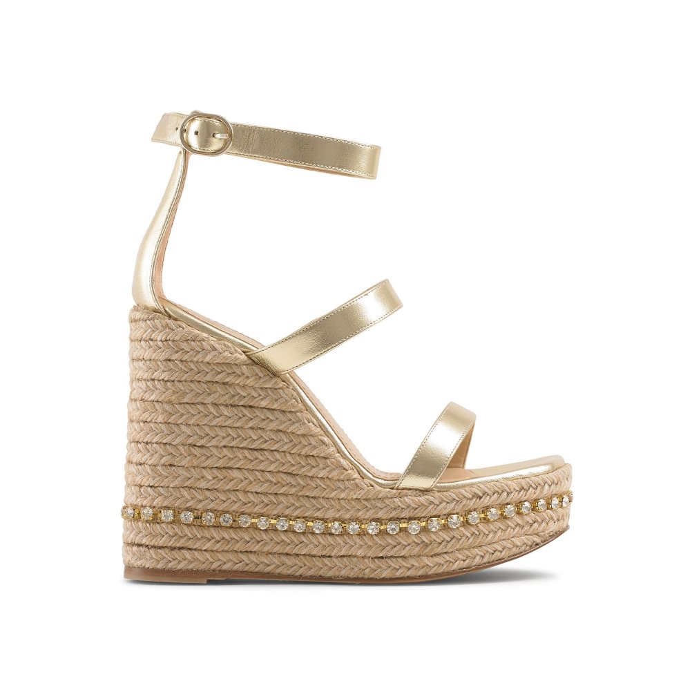 Gold Russell And Bromley Ibiza Espadrille Women\'s Wedges | CA-6251G