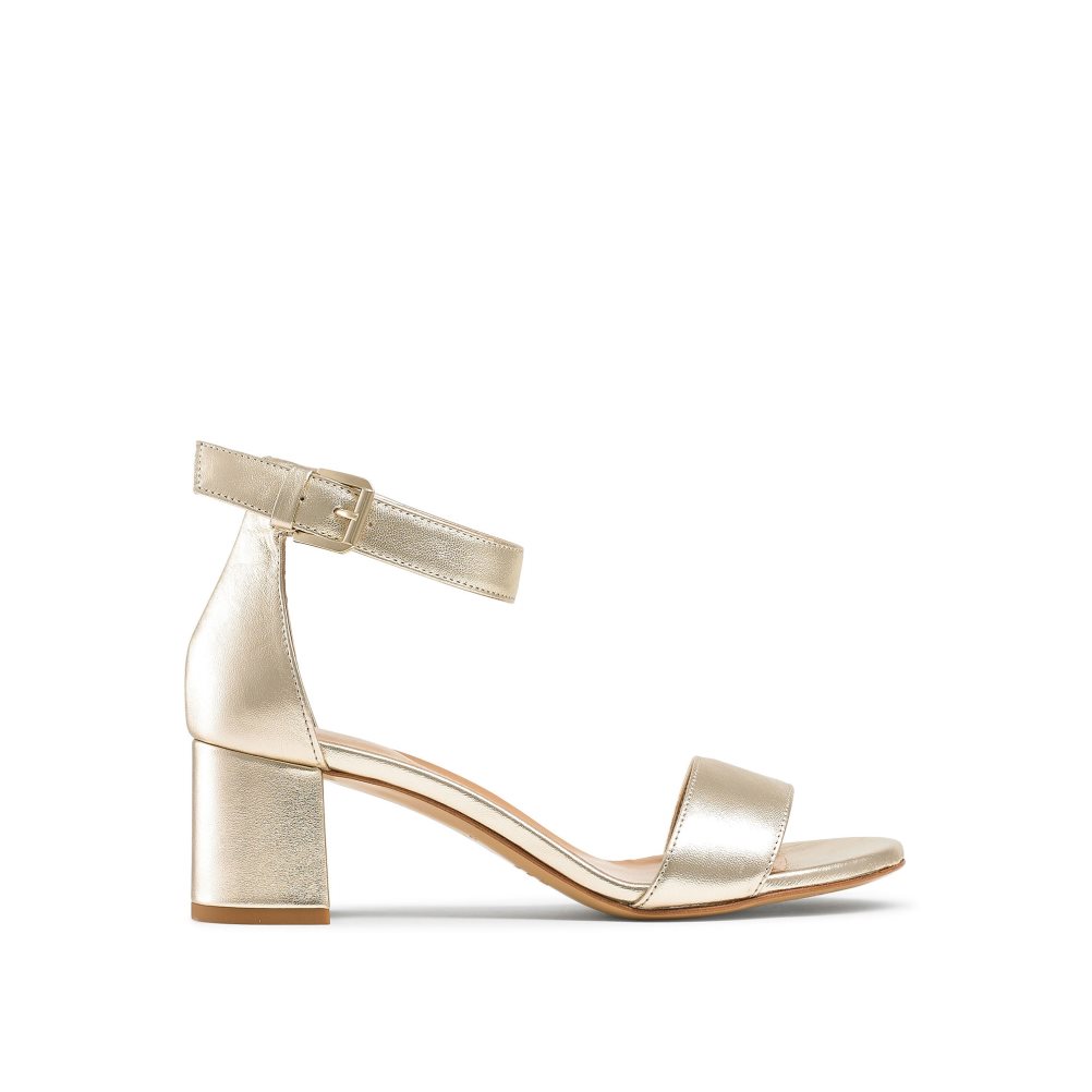 Gold Russell And Bromley Ittakestwo Block Women\'s Heels Sandals | CA-3914K