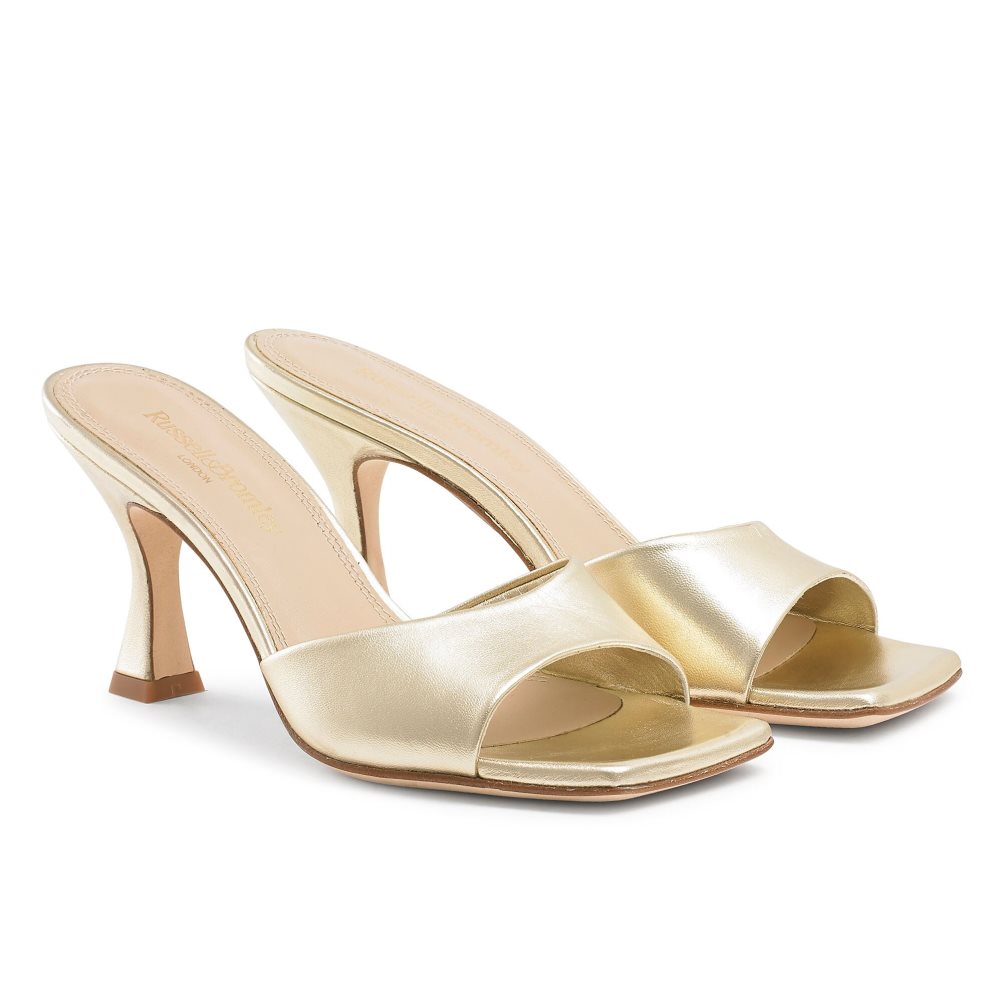 Gold Russell And Bromley Mojito 90’s Heeled Women's Mules | CA-9785W