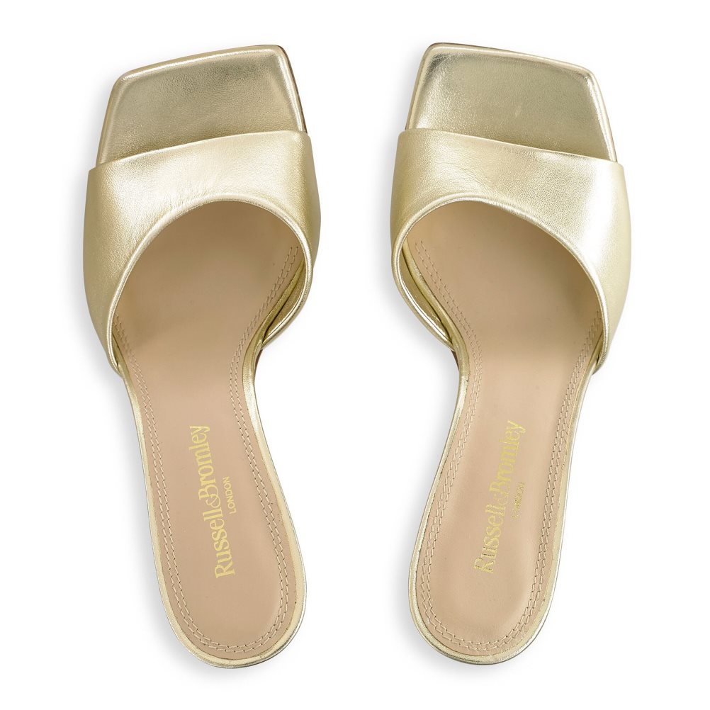 Gold Russell And Bromley Mojito 90’s Heeled Women's Mules | CA-9785W