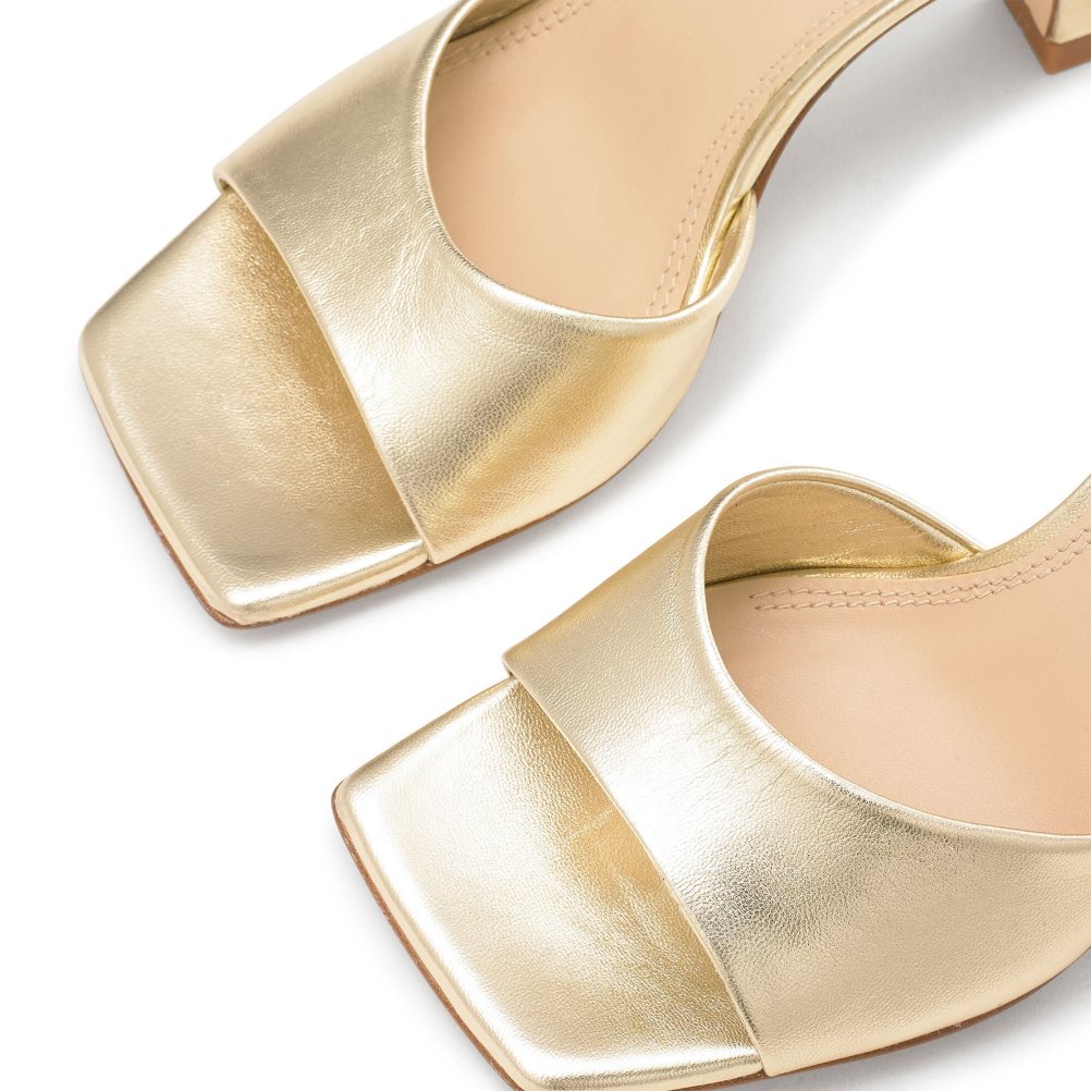 Gold Russell And Bromley Mojito 90’s Heeled Women's Mules | CA-9785W