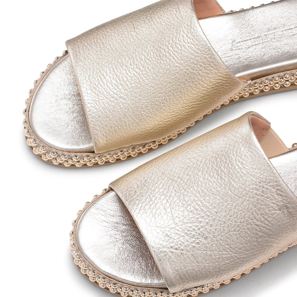Gold Russell And Bromley Moneypot Women's Flat Sandals | CA-9861W