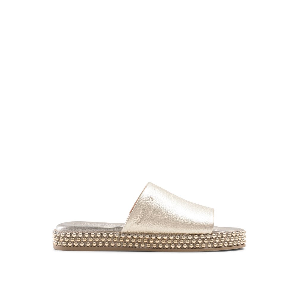 Gold Russell And Bromley Moneypot Women\'s Flat Sandals | CA-9861W