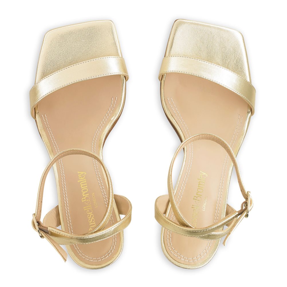 Gold Russell And Bromley Negroni Two Part Women's Heels Sandals | CA-8645L