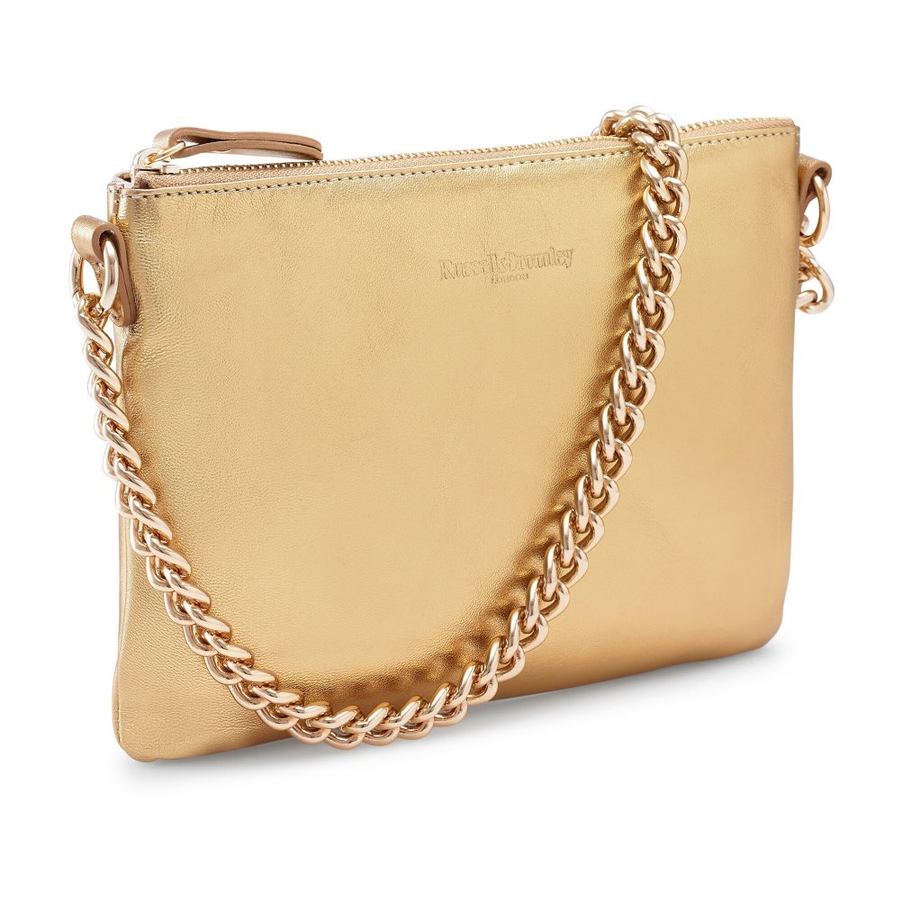 Gold Russell And Bromley On Point Chain Zip Pouch Women's Shoulder Bags | CA-2095L