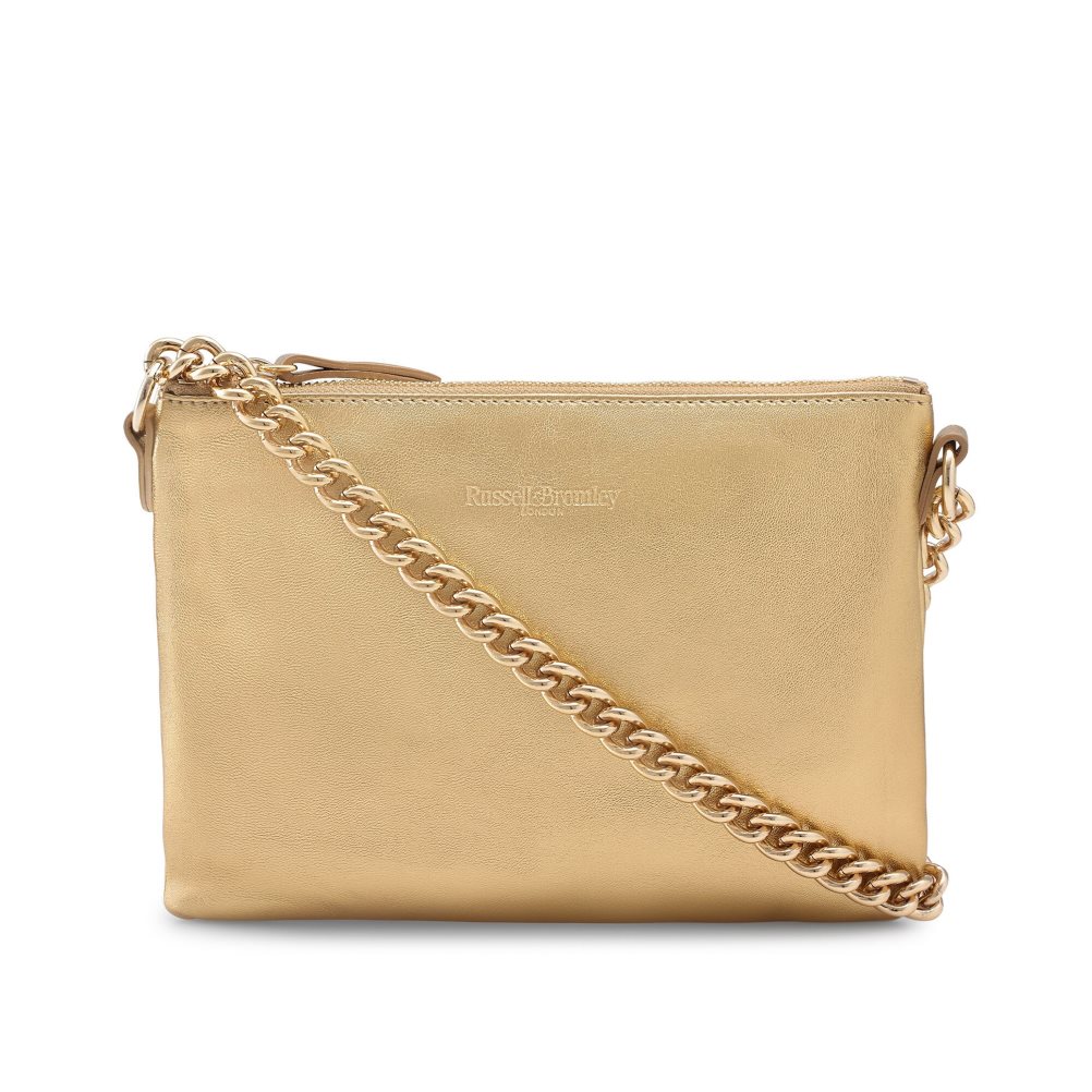 Gold Russell And Bromley On Point Chain Zip Pouch Women\'s Shoulder Bags | CA-2095L