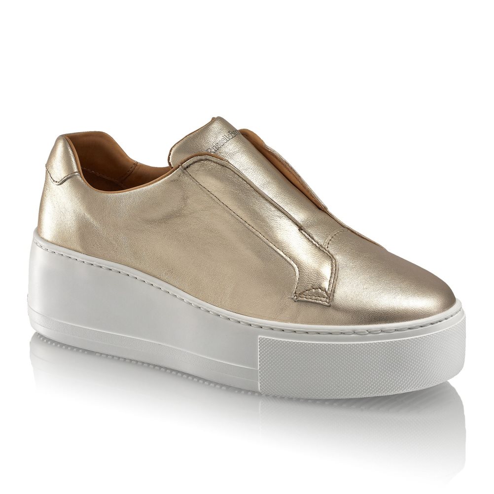 Gold Russell And Bromley Park Up Flatform Laceless Women's Platform Shoes | CA-7105O