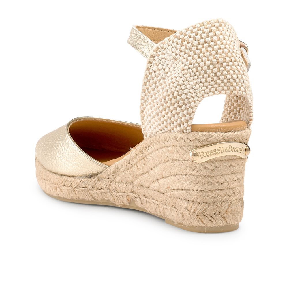 Gold Russell And Bromley Pineapple Square Toe Espadrille Women's Wedges | CA-2108E