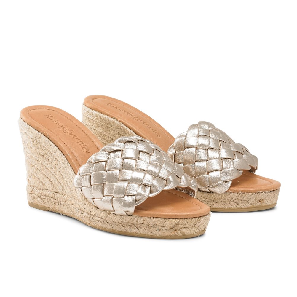 Gold Russell And Bromley Rhapsody Plaited Espadrille Women's Wedges | CA-4590W
