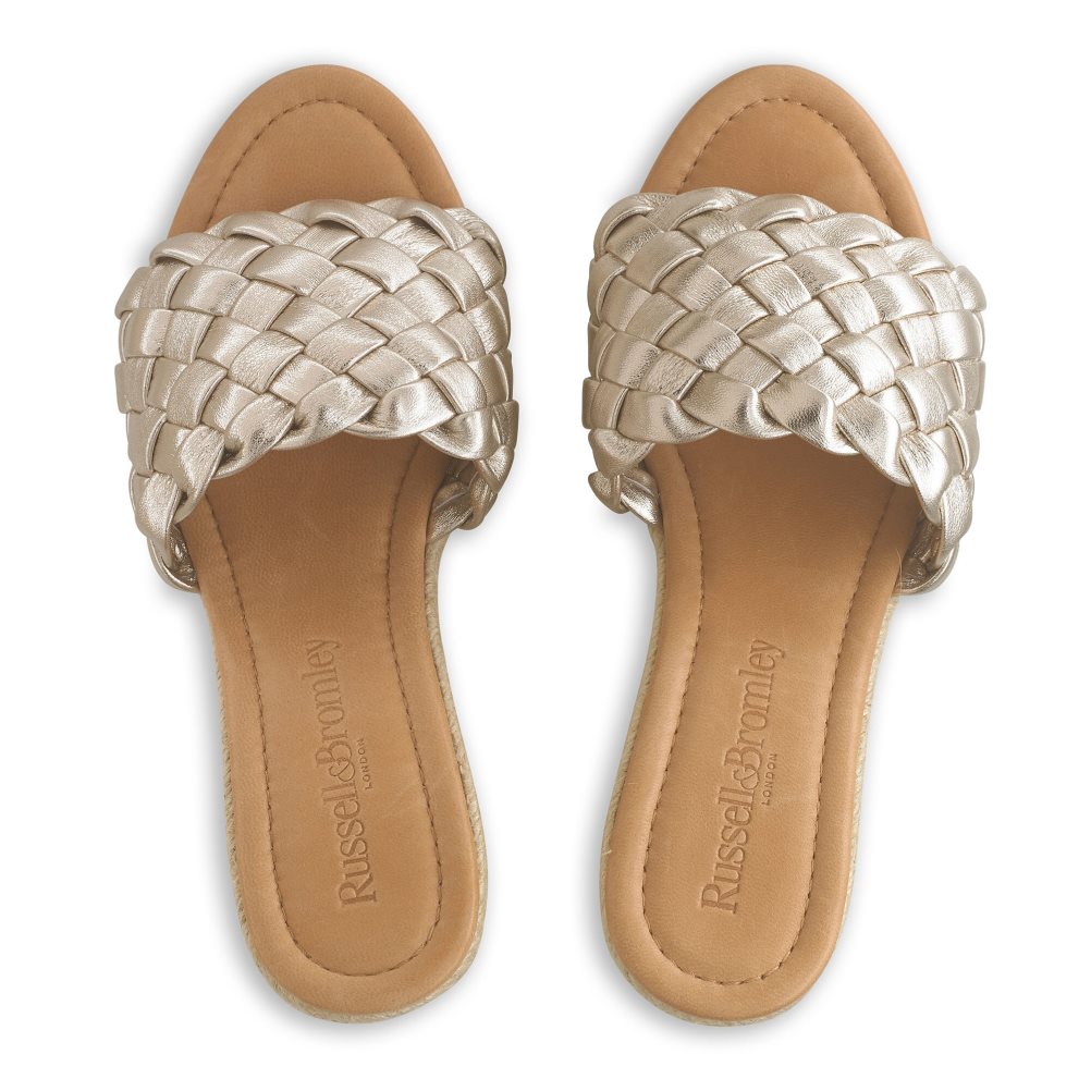 Gold Russell And Bromley Rhapsody Plaited Espadrille Women's Wedges | CA-4590W