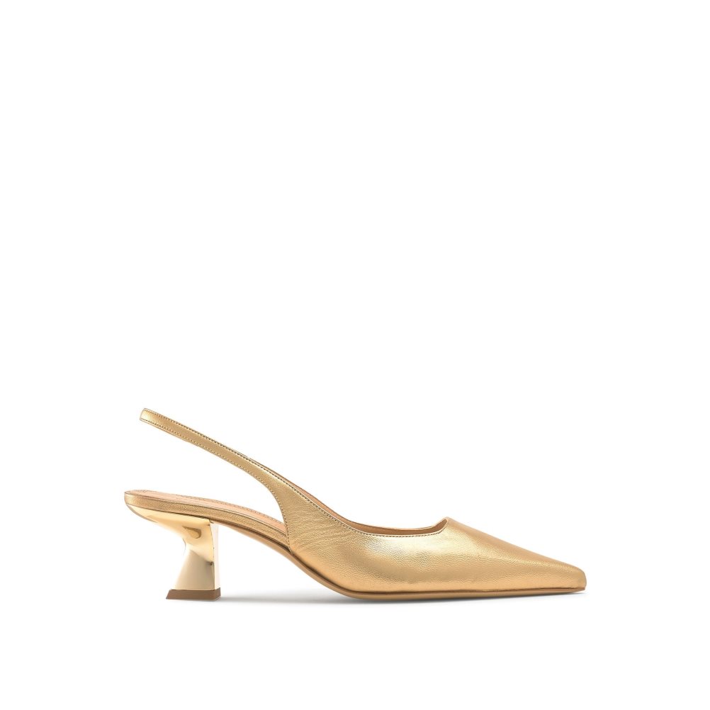 Gold Russell And Bromley Slingback Point Women\'s Pumps | CA-2386Q