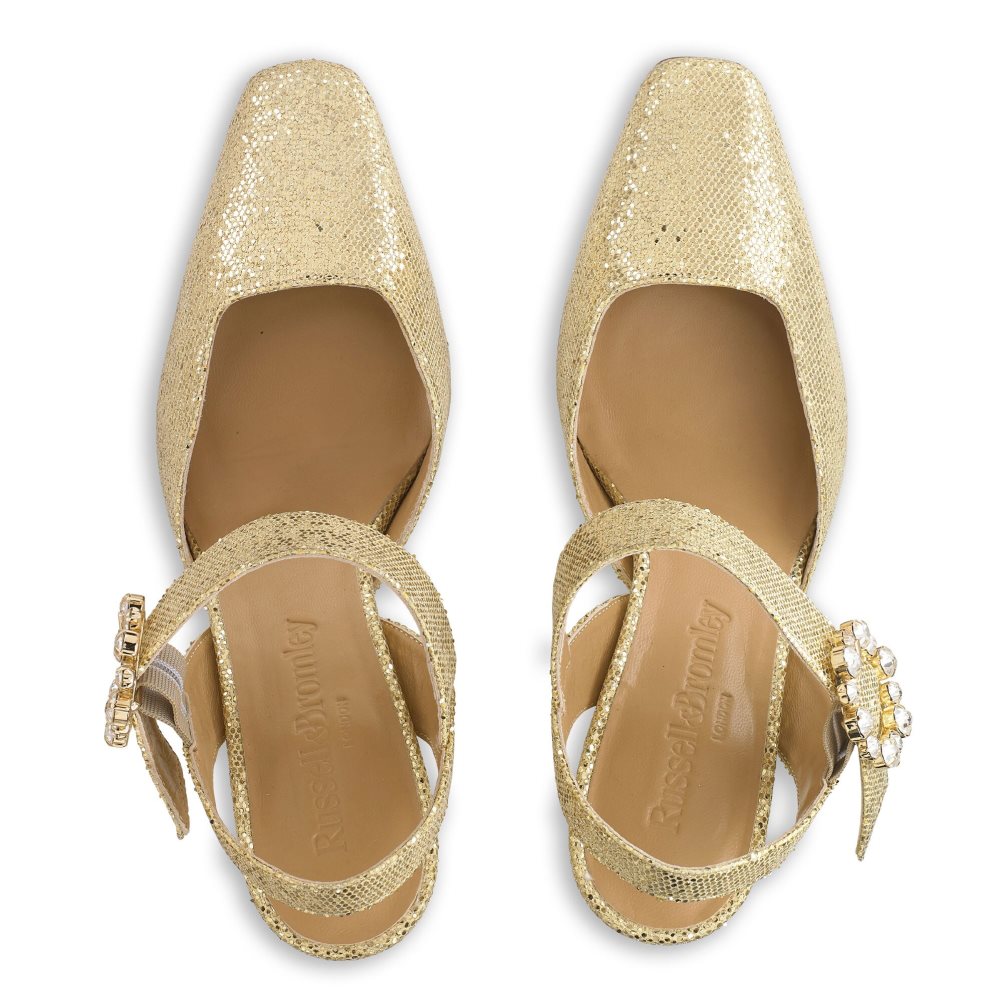 Gold Russell And Bromley Strictly Snipped Toe Court Women's Heels | CA-7018L