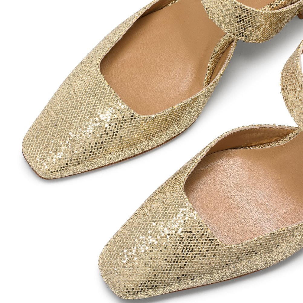Gold Russell And Bromley Strictly Snipped Toe Court Women's Heels | CA-7018L