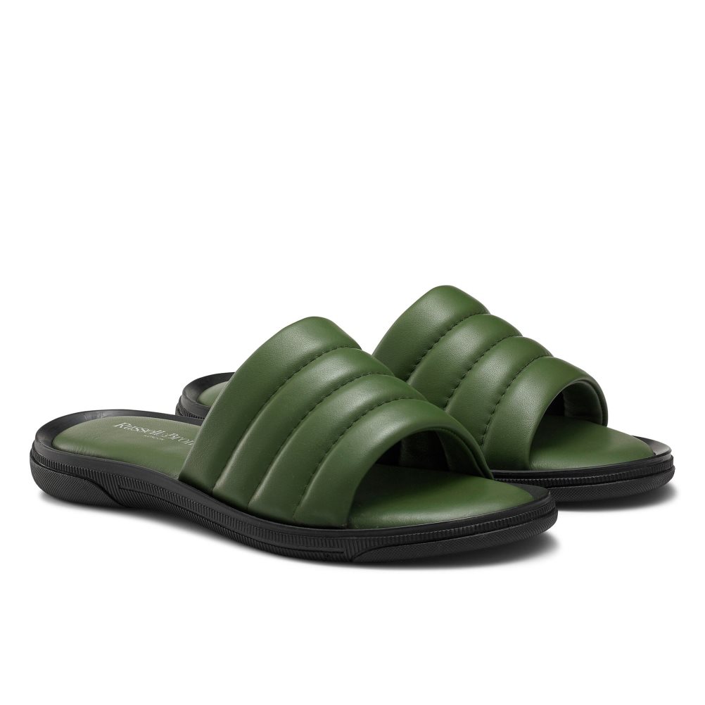 Green Russell And Bromley Luxe Men's Slides | CA-5236A