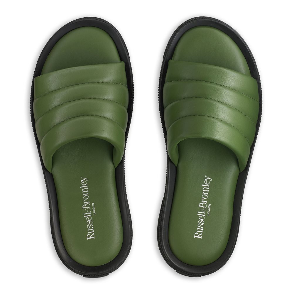 Green Russell And Bromley Luxe Men's Slides | CA-5236A