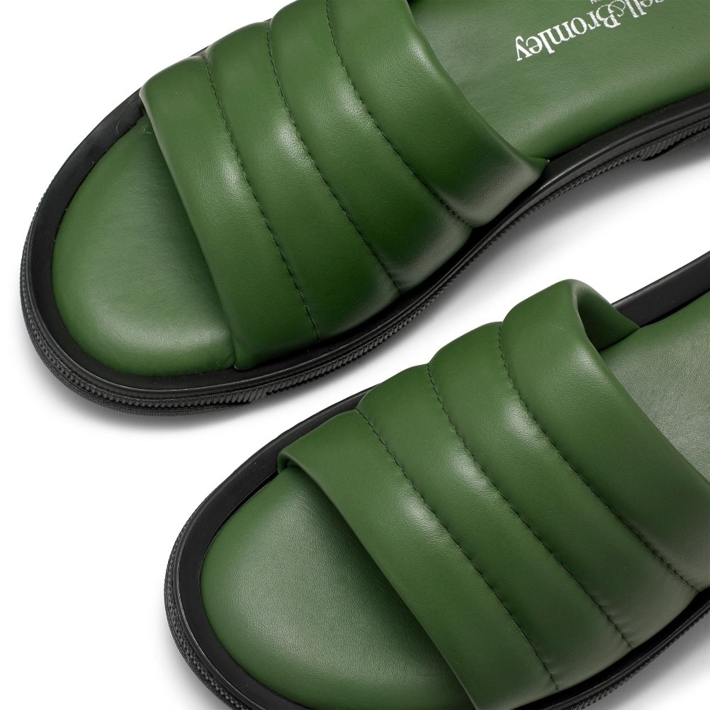 Green Russell And Bromley Luxe Men's Slides | CA-5236A