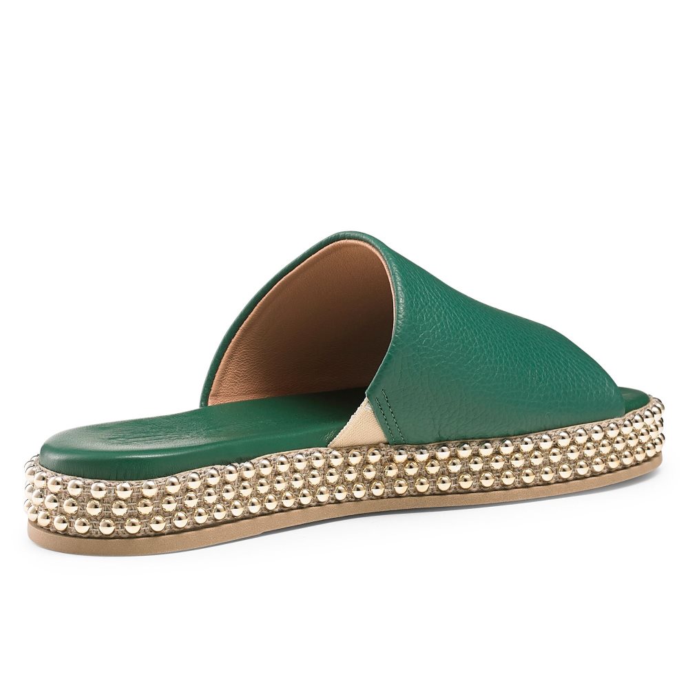 Green Russell And Bromley Moneypot Women's Flat Sandals | CA-7931X
