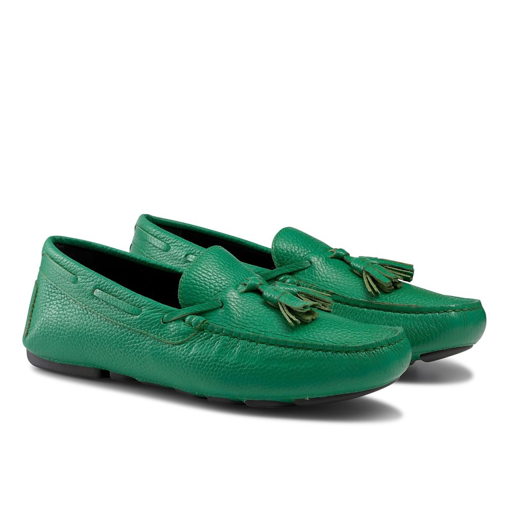 Green Russell And Bromley Monza Tassel Men's Drivers Shoes | CA-9568N