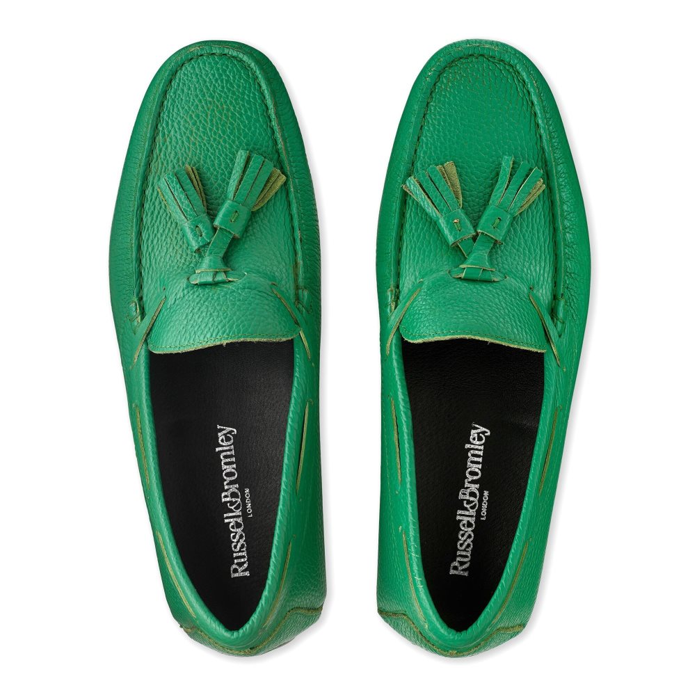 Green Russell And Bromley Monza Tassel Men's Drivers Shoes | CA-9568N