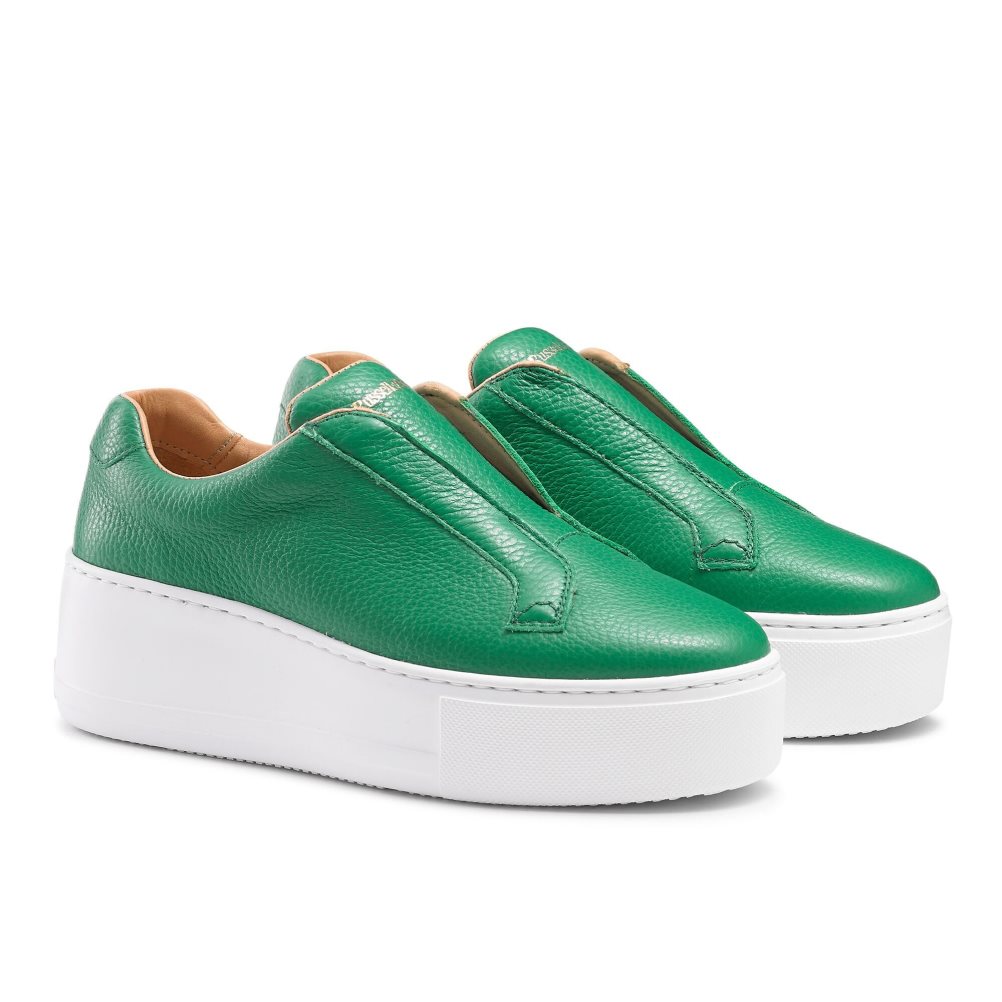 Green Russell And Bromley Park Up Flatform Laceless Women's Platform Shoes | CA-6520B
