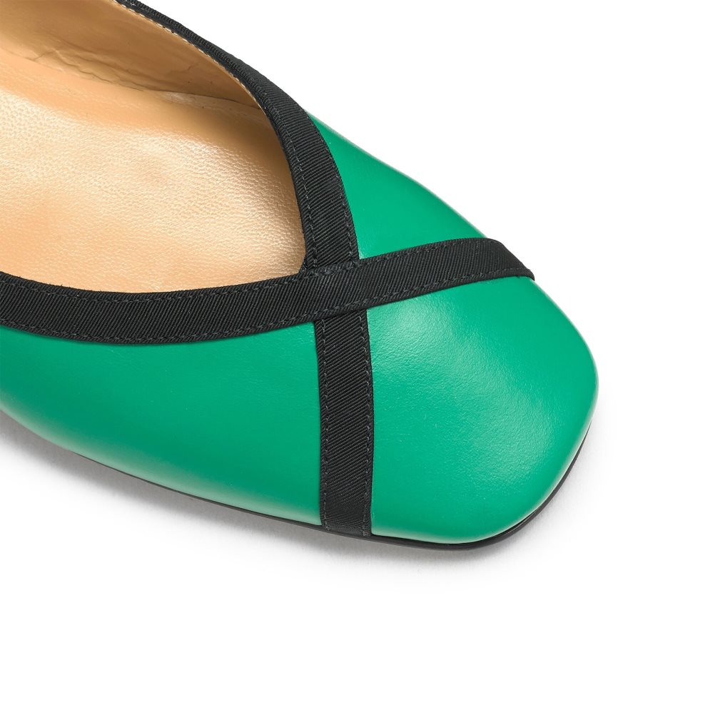 Green Russell And Bromley Pirouette Ankle Tie Women's Ballet Flats | CA-0253T