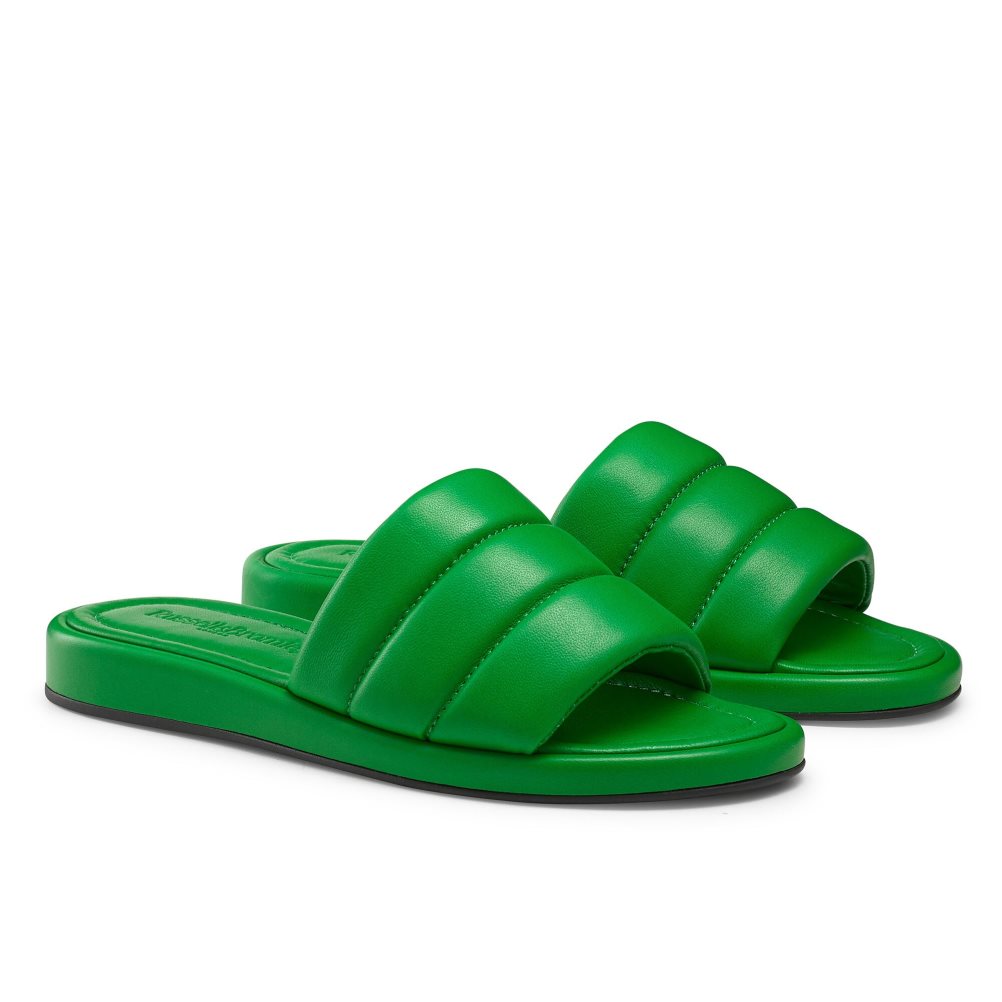 Green Russell And Bromley Puffmule Puffy Women's Slippers | CA-0241S
