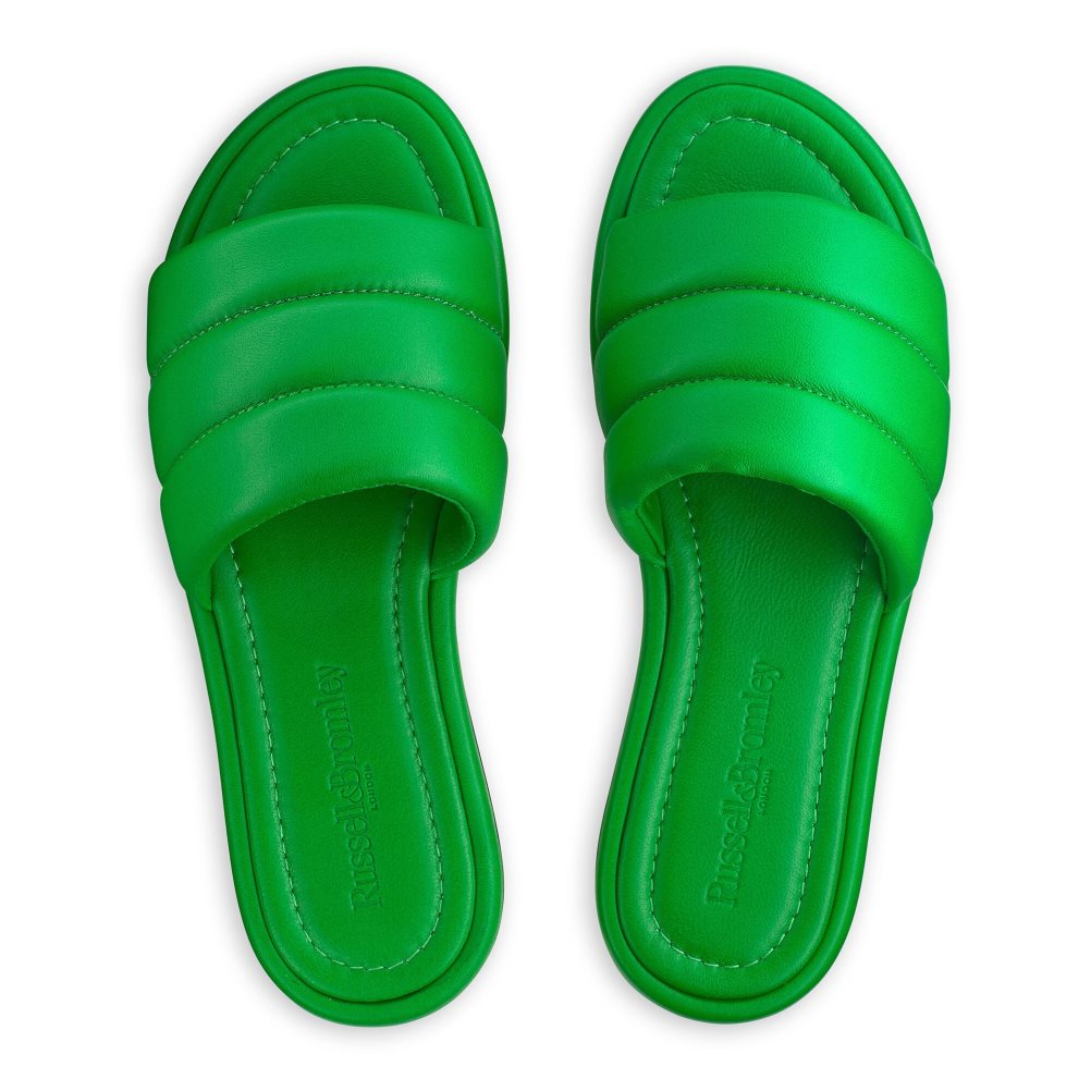 Green Russell And Bromley Puffmule Puffy Women's Slippers | CA-0241S
