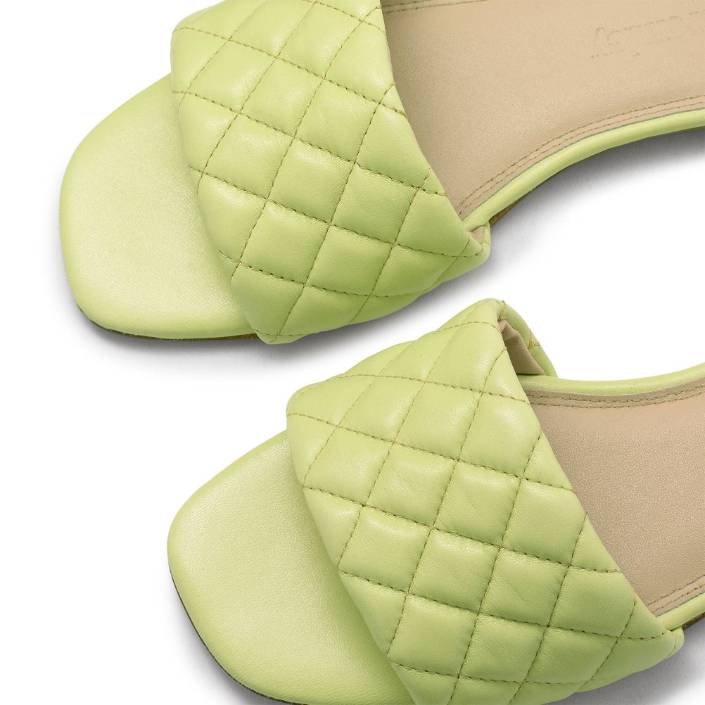 Green Russell And Bromley Quilted Women's Flat Sandals | CA-6293R