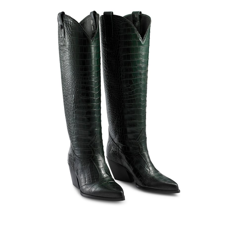 Green Russell And Bromley Saloon Western Women's Knee-high Boots | CA-9265Y