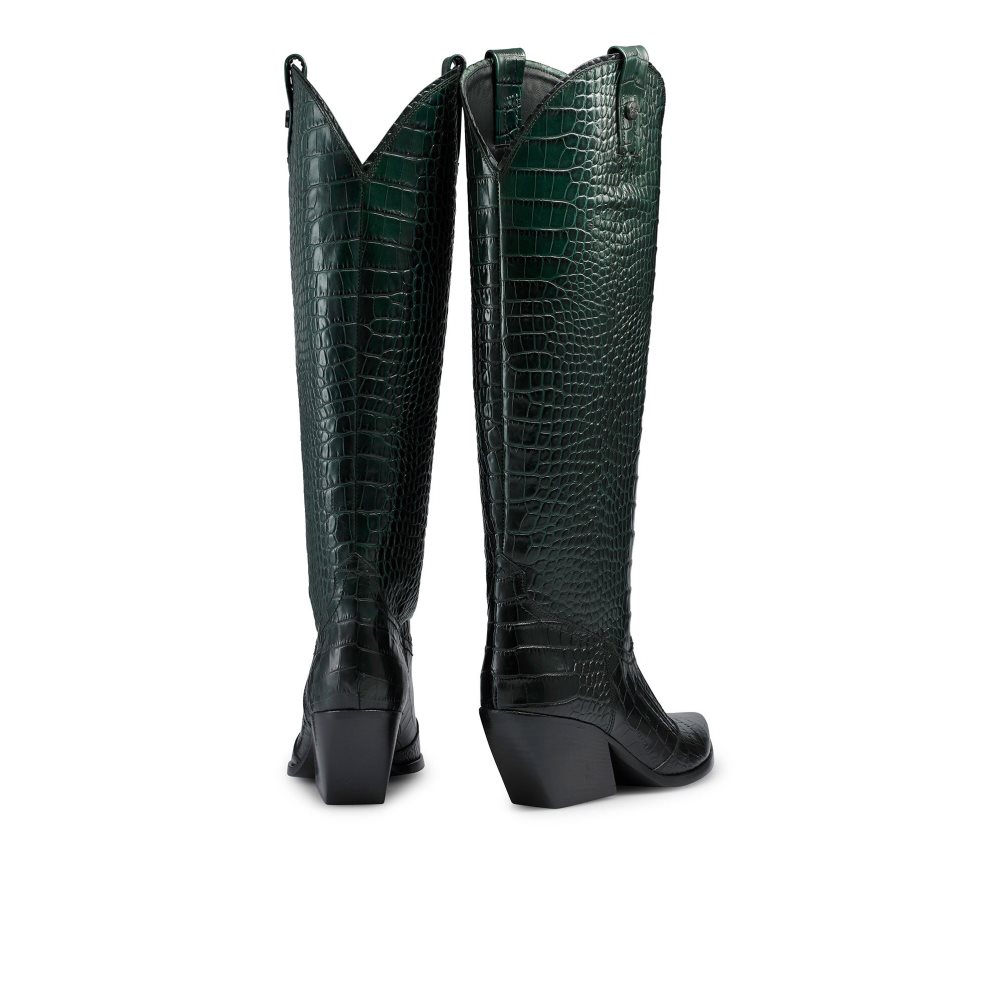 Green Russell And Bromley Saloon Western Women's Knee-high Boots | CA-9265Y