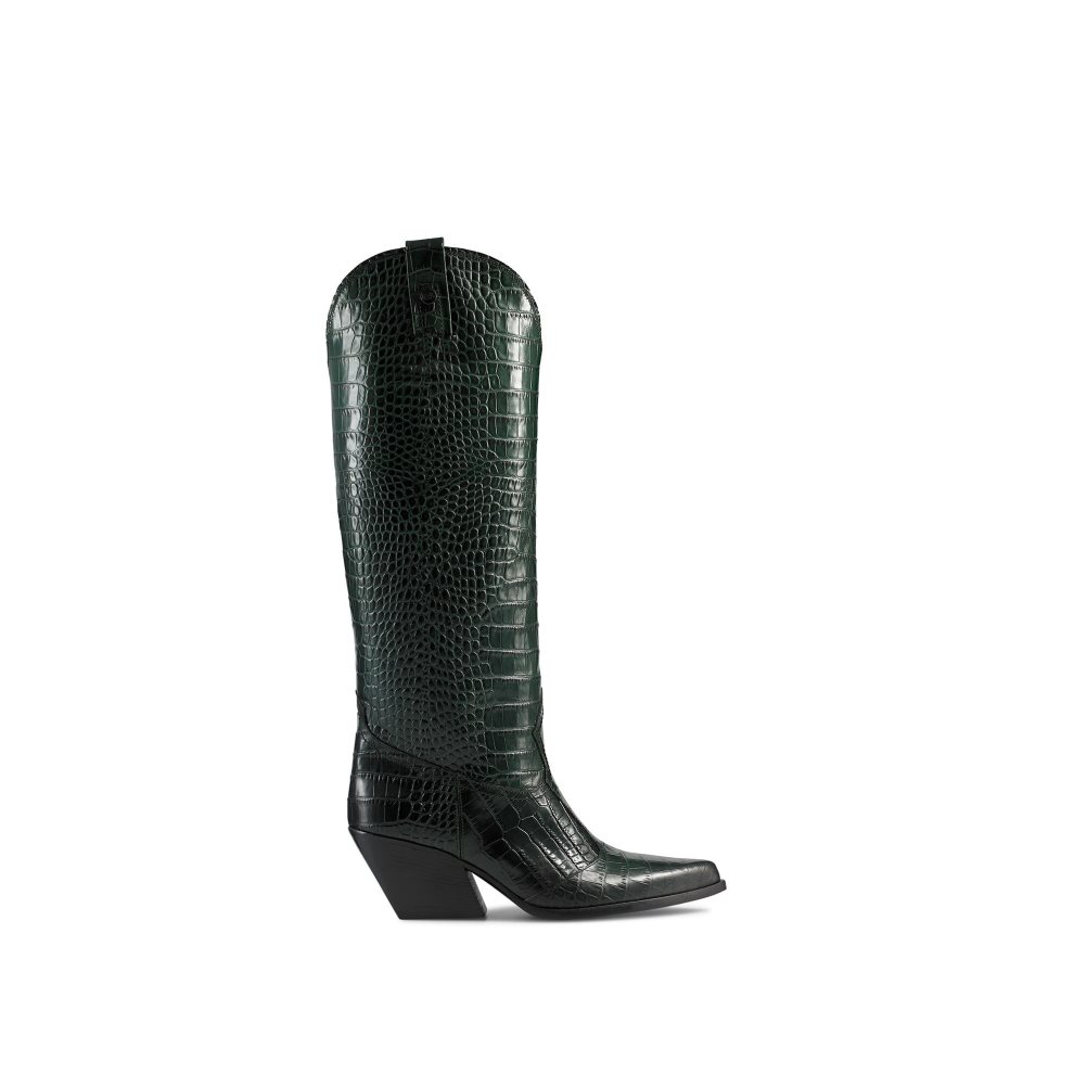 Green Russell And Bromley Saloon Western Women\'s Knee-high Boots | CA-9265Y