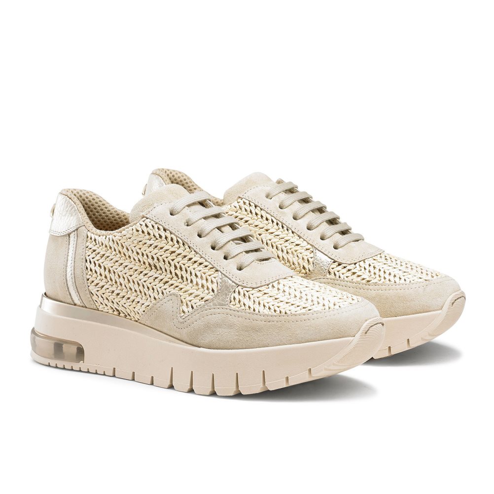Grey Russell And Bromley Island Hop Raffia Runner Women's Sneakers | CA-6082N