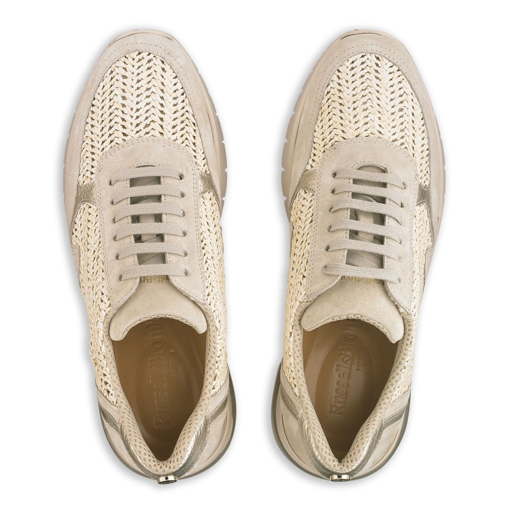 Grey Russell And Bromley Island Hop Raffia Runner Women's Sneakers | CA-6082N