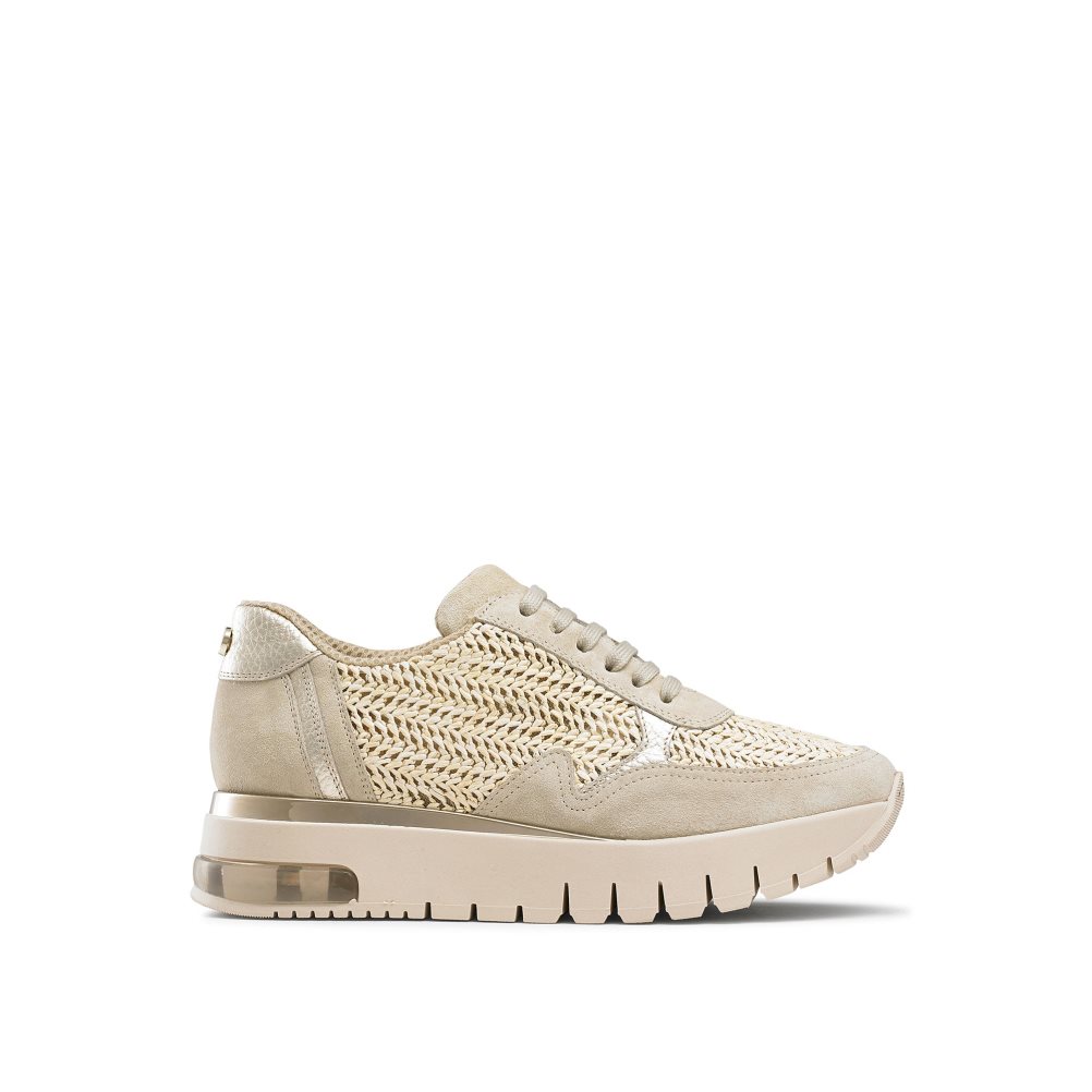 Grey Russell And Bromley Island Hop Raffia Runner Women\'s Sneakers | CA-6082N