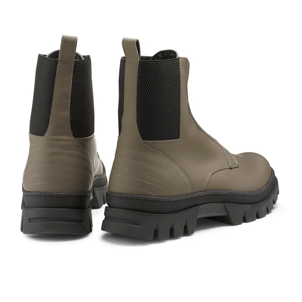Khaki Russell And Bromley Zip Wire Dryleks Zip Up Men's Ankle Boots | CA-1863W