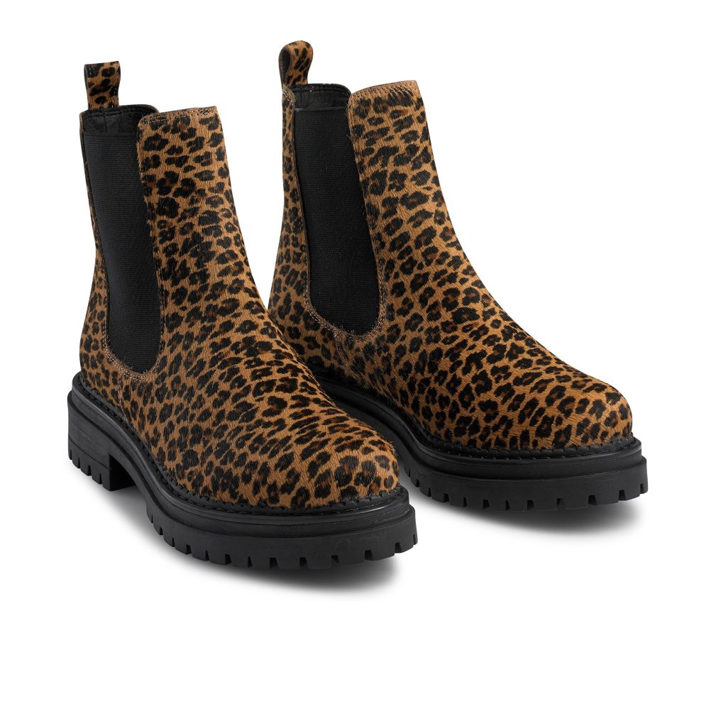 Leopard Russell And Bromley Company Combat Women's Chelsea Boots | CA-3216D
